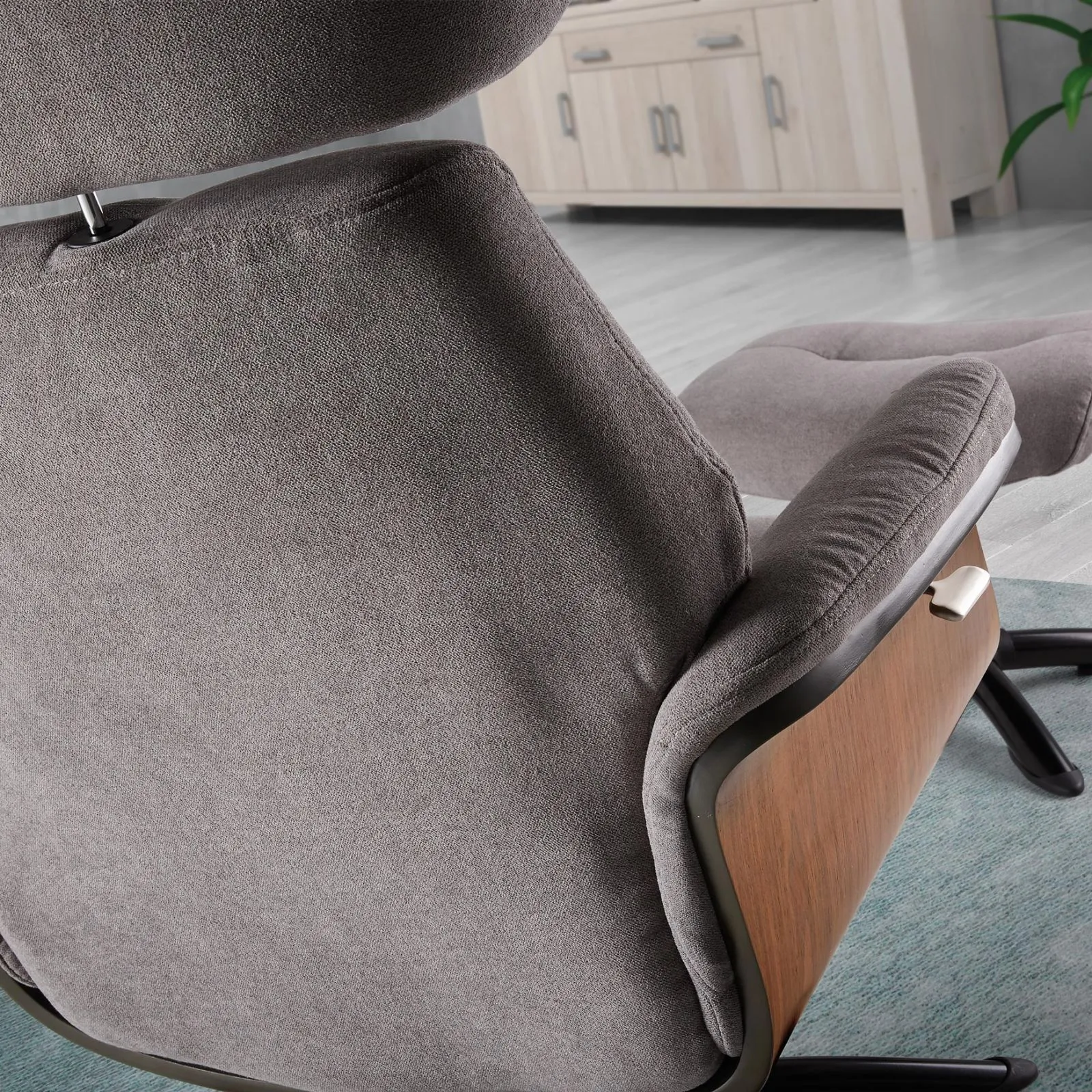Fauteuil relax manuel bois microfibre Osaka Bleu fonc