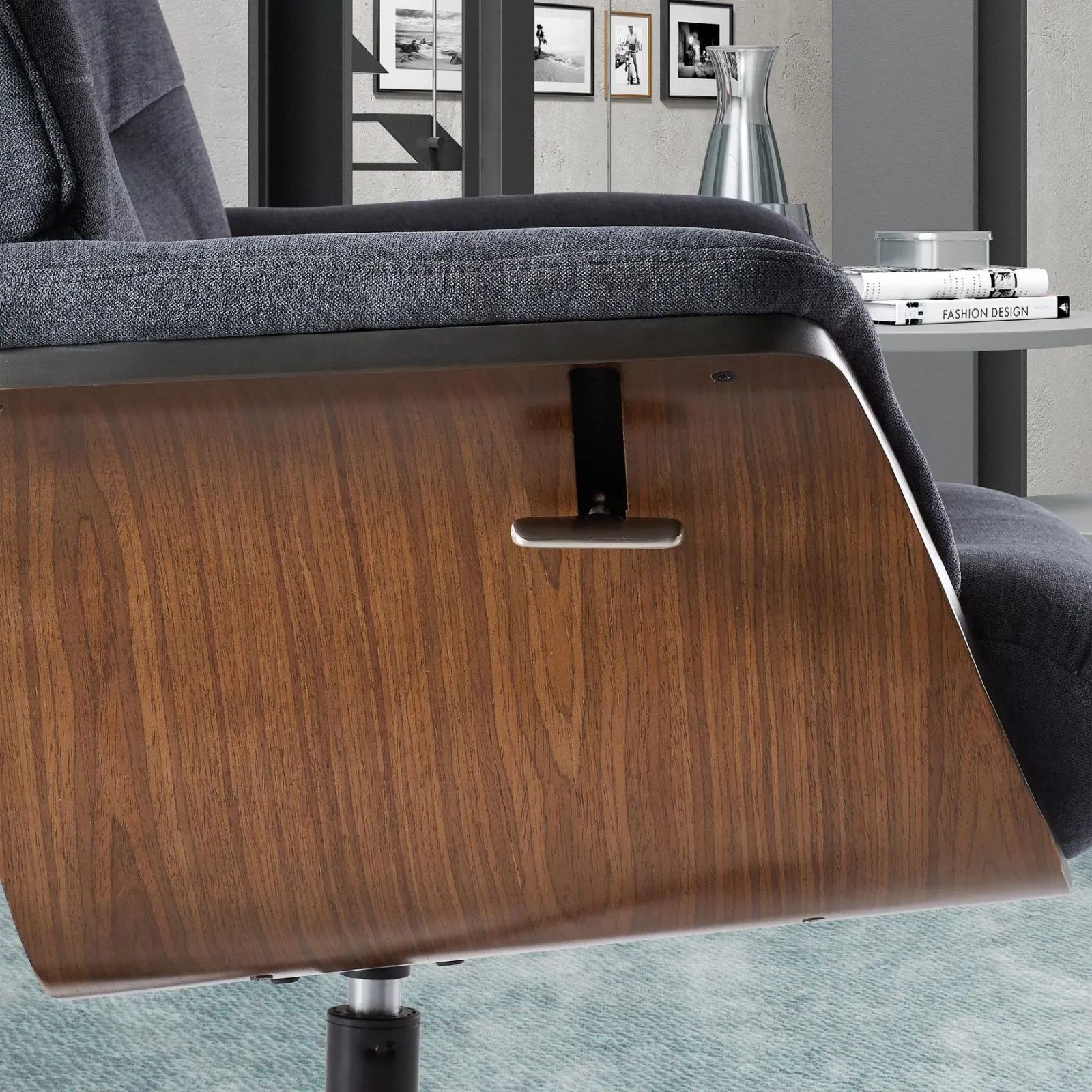 Fauteuil relax manuel bois microfibre Osaka Bleu fonc