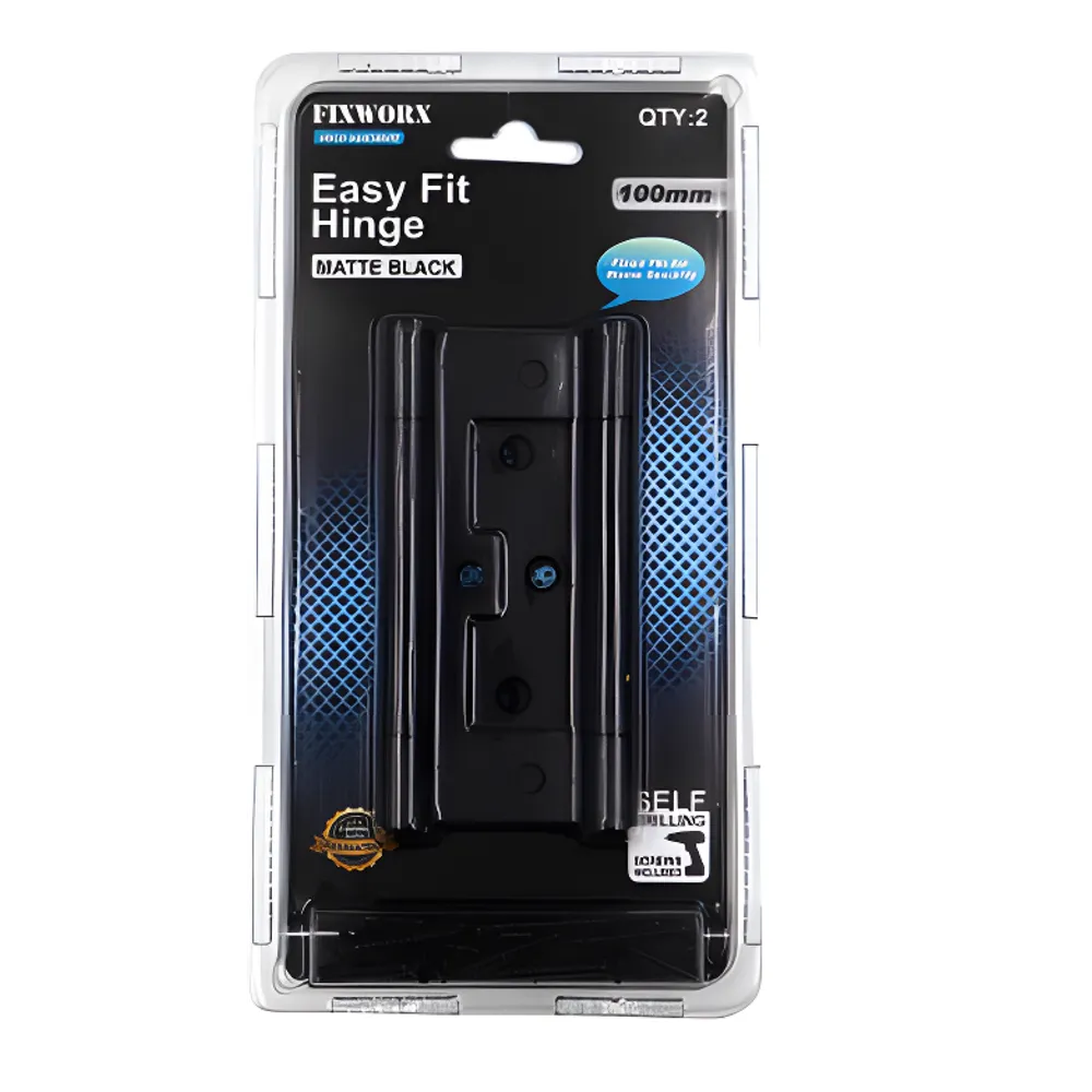 Fixworx Hinge Easy Fit Black Matte 4" (100mm) CD2