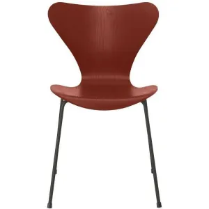 Fritz Hansen Series 7 Chair Dyed Ash Venetian Red Bowl, Warm Graphite Base