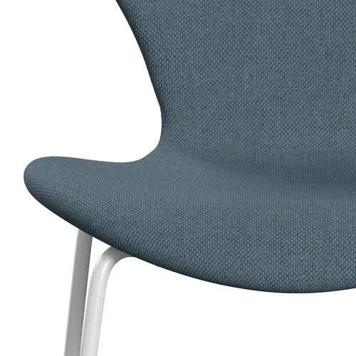 Fritz Hansen Series 7™ Chair Full Upholstery, White/Re Wool Natural/Light Blue