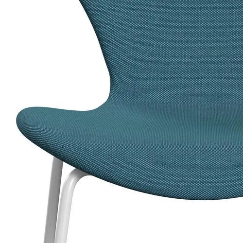 Fritz Hansen Series 7™ Chair Full Upholstery, White/Steelcut Trio Turquoise