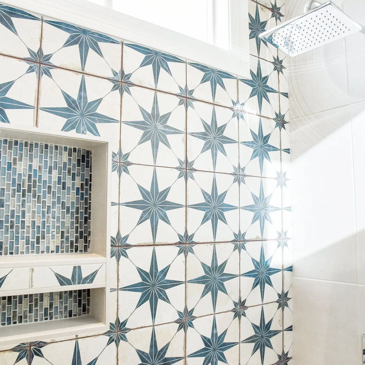 FS Star Blue Patterned Tile 45x45cm Matt