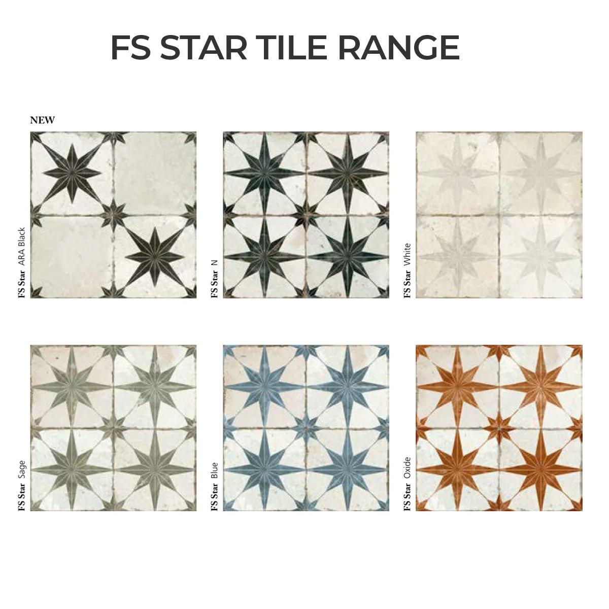 FS Star Blue Patterned Tile 45x45cm Matt