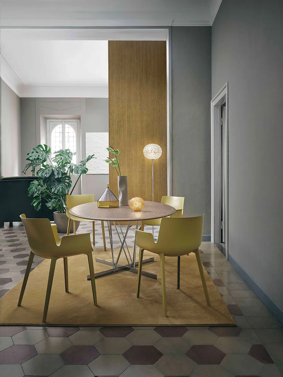 Kartell Viscount Of Wood Table Round, Walnut/Chrome