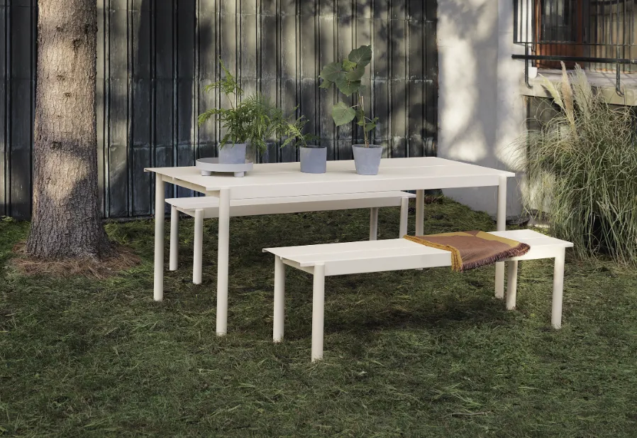 Linear Steel Bench, Off White, 110cm