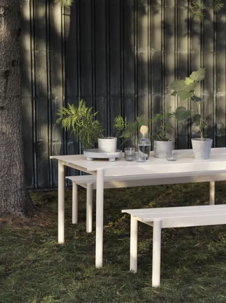 Linear Steel Bench, Off White, 110cm
