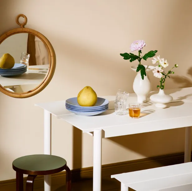 Linear Steel Bench, Off White, 110cm
