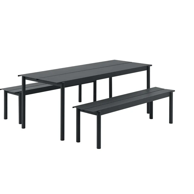 Linear Steel Table, Black 200cm