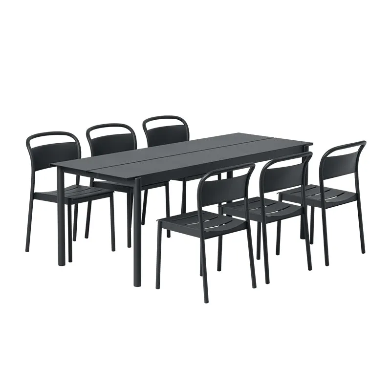Linear Steel Table, Black 200cm