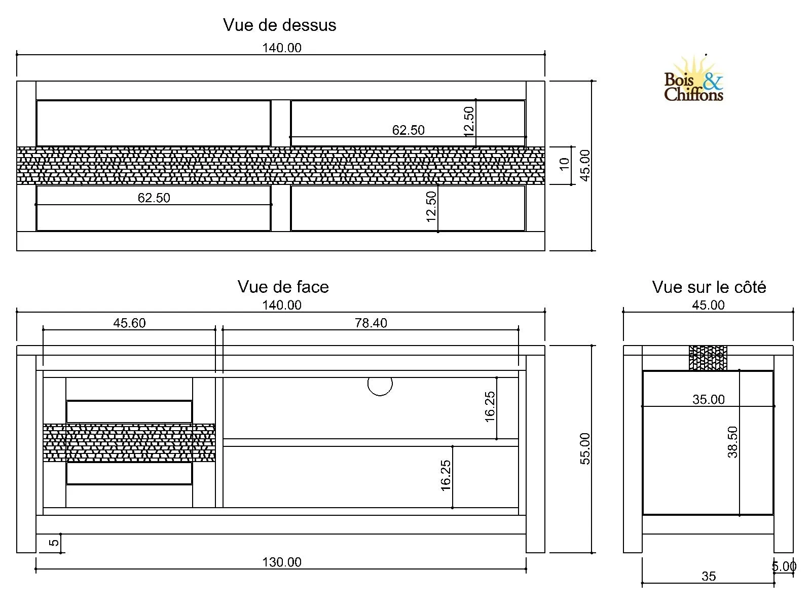 Meuble TV 1 porte 2 niches | Acacia Tatoo