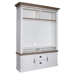 Meuble TV avec tagre 2 portes 2 tiroirs "Chne et Pin Romance"