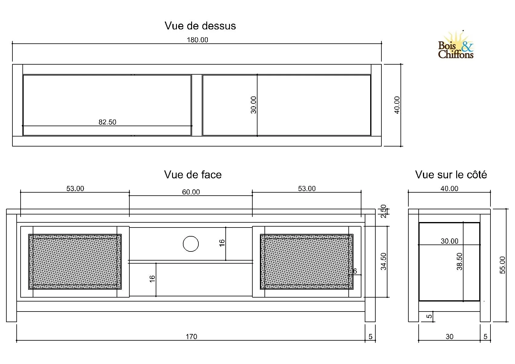 Meuble Tv bois nature porte cannage | Acacia Tatoo II