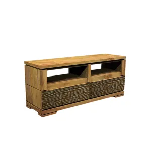 Meuble TV bois sculpt bicolore 130 2T | Acacia Maya