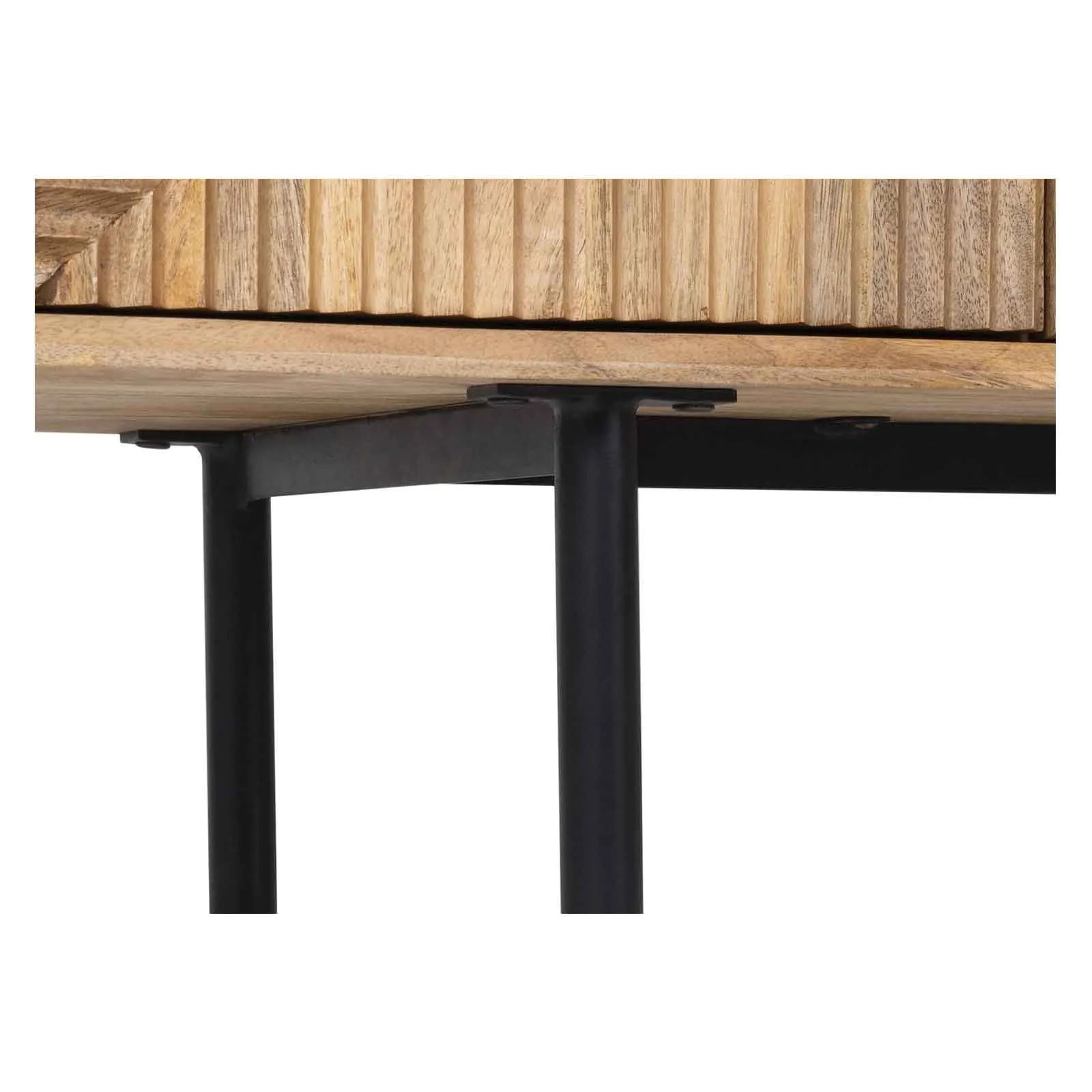 Meuble Tv bois sculpt motif gomtrique 4P | Manguier Maglan