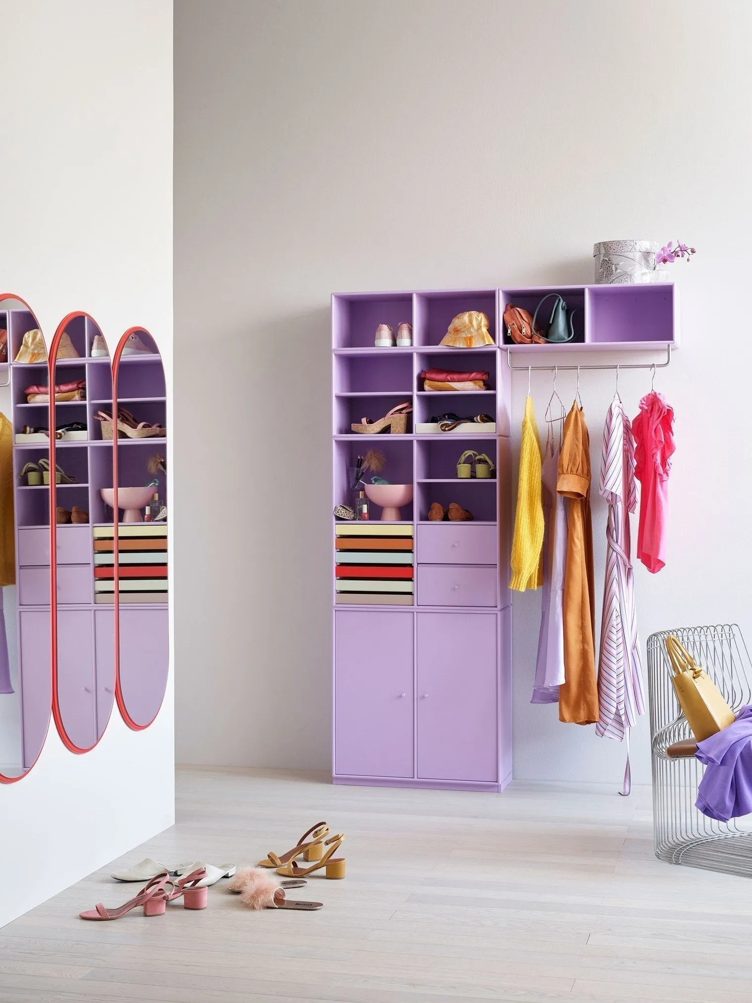 Montana Coat Shelf With Clothes Rack, Clay