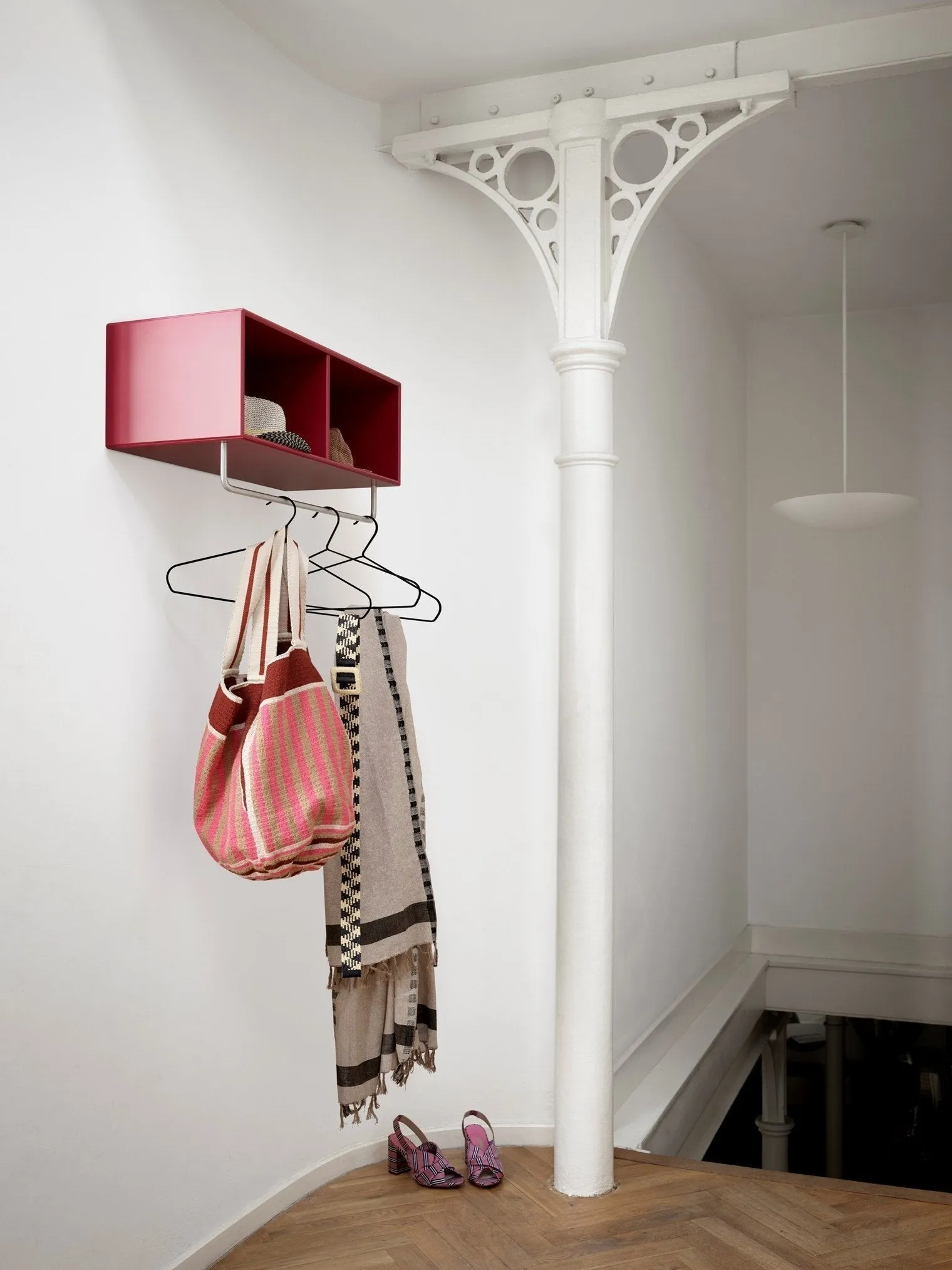 Montana Coat Shelf With Clothes Rack, Clay