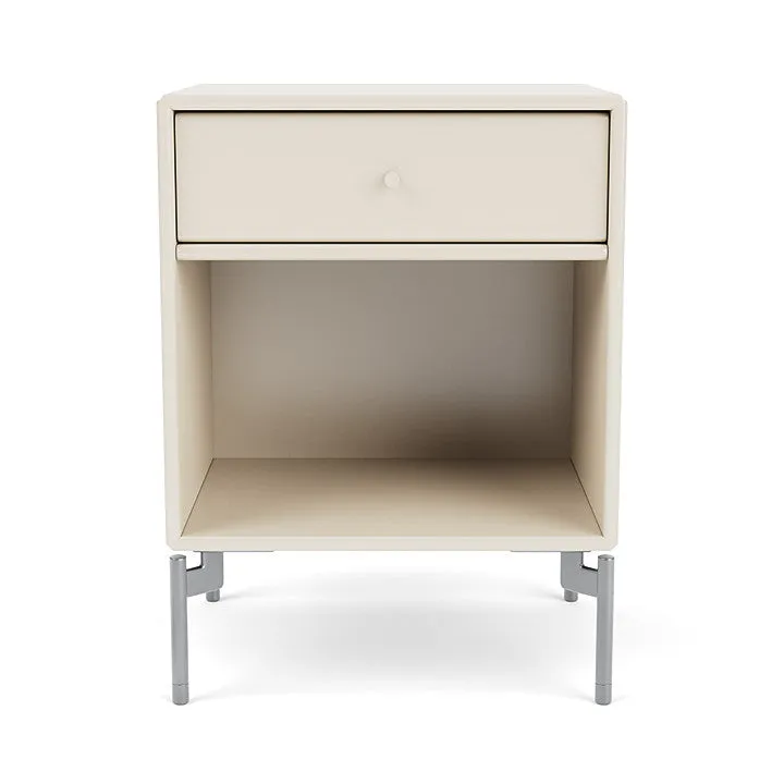 Montana Dream Nightstand With Legs, Oat/Matt Chrome