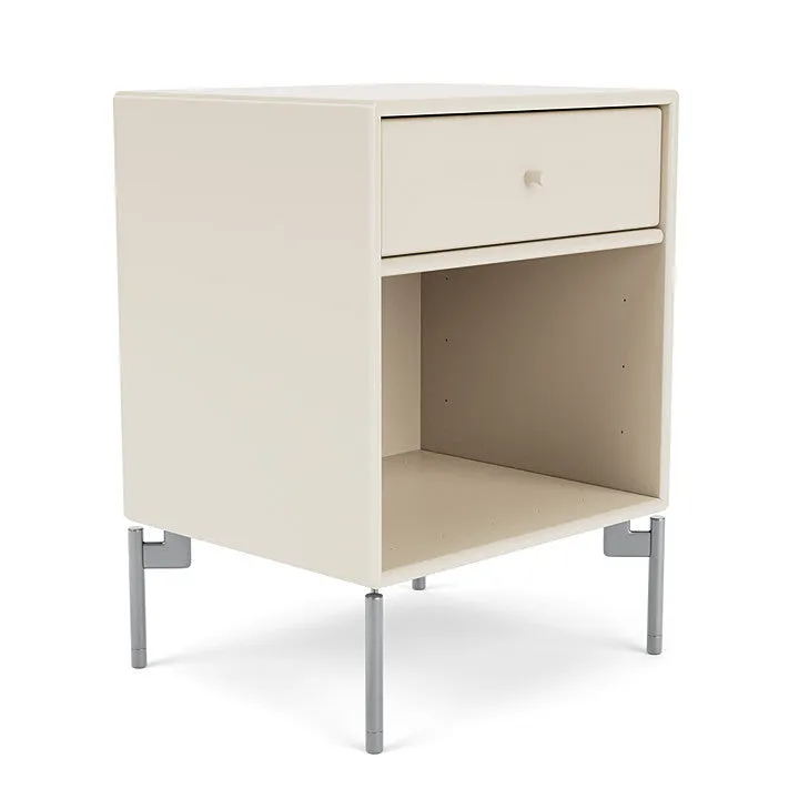 Montana Dream Nightstand With Legs, Oat/Matt Chrome