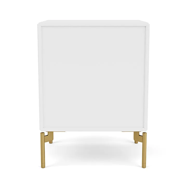 Montana Dream Nightstand With Legs, Snow White/Brass