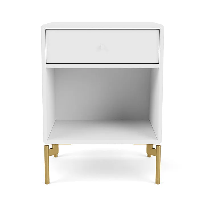 Montana Dream Nightstand With Legs, Snow White/Brass