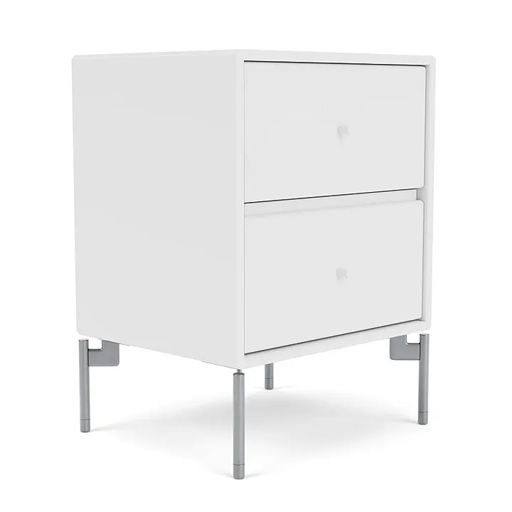 Montana Drift Drawer Module With Legs, Snow White/Matt Chrome