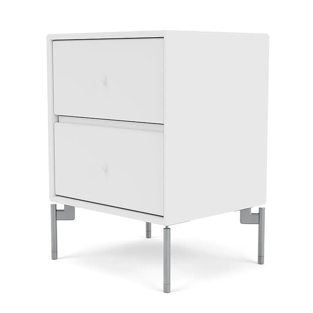 Montana Drift Drawer Module With Legs, Snow White/Matt Chrome