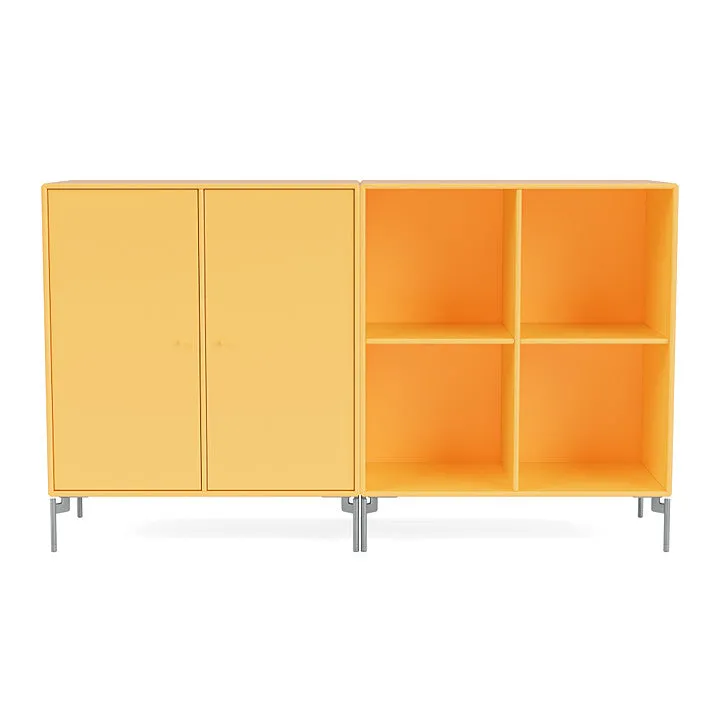 Montana Pair Classic Sideboard With Legs, Acacia/Matt Chrome