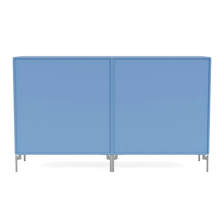 Montana Pair Classic Sideboard With Legs, Azure Blue/Matt Chrome