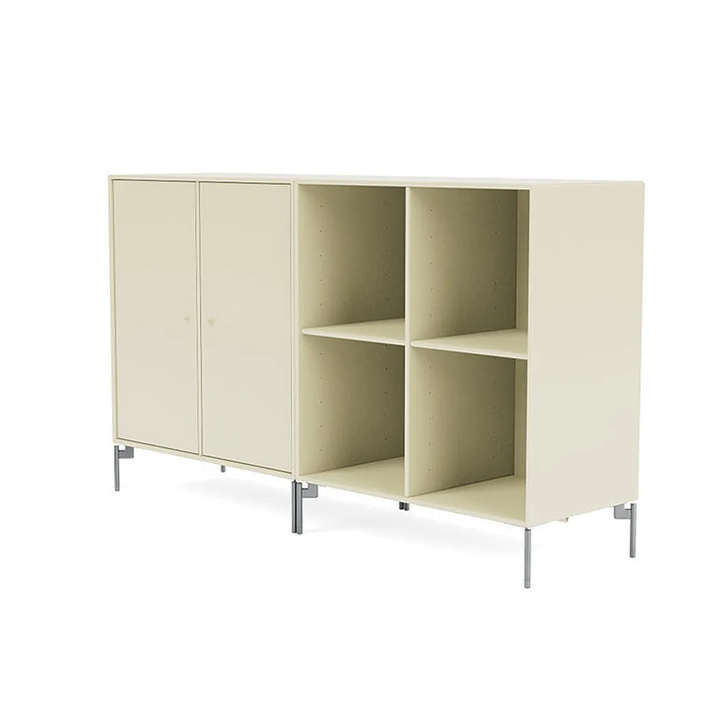 Montana Pair Classic Sideboard With Legs, Vanilla/Matt Chrome