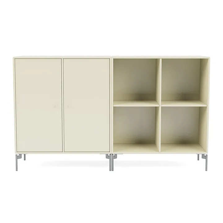 Montana Pair Classic Sideboard With Legs, Vanilla/Matt Chrome