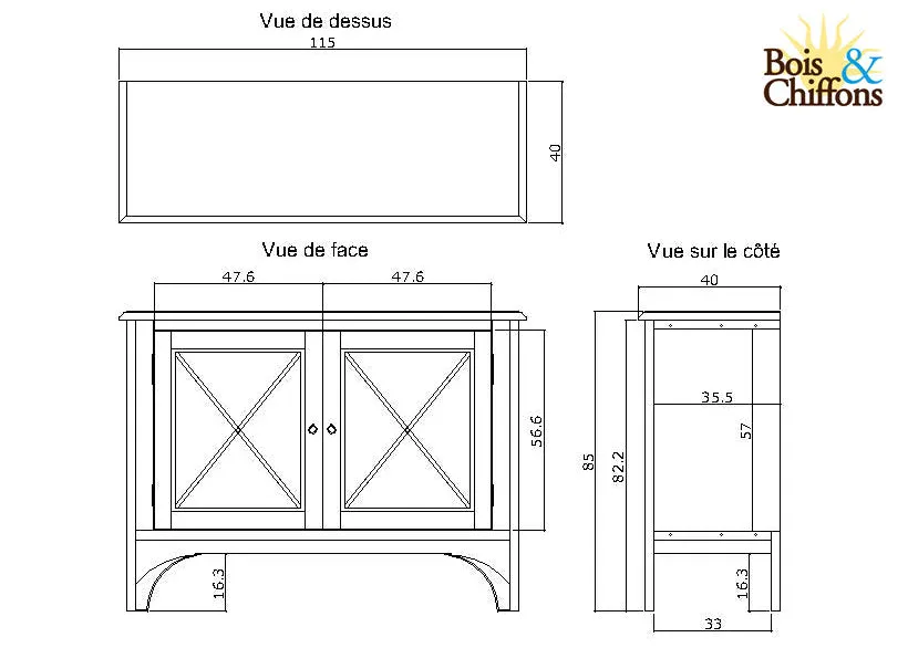 Petit buffet 2 portes | Manguier Pondicherry