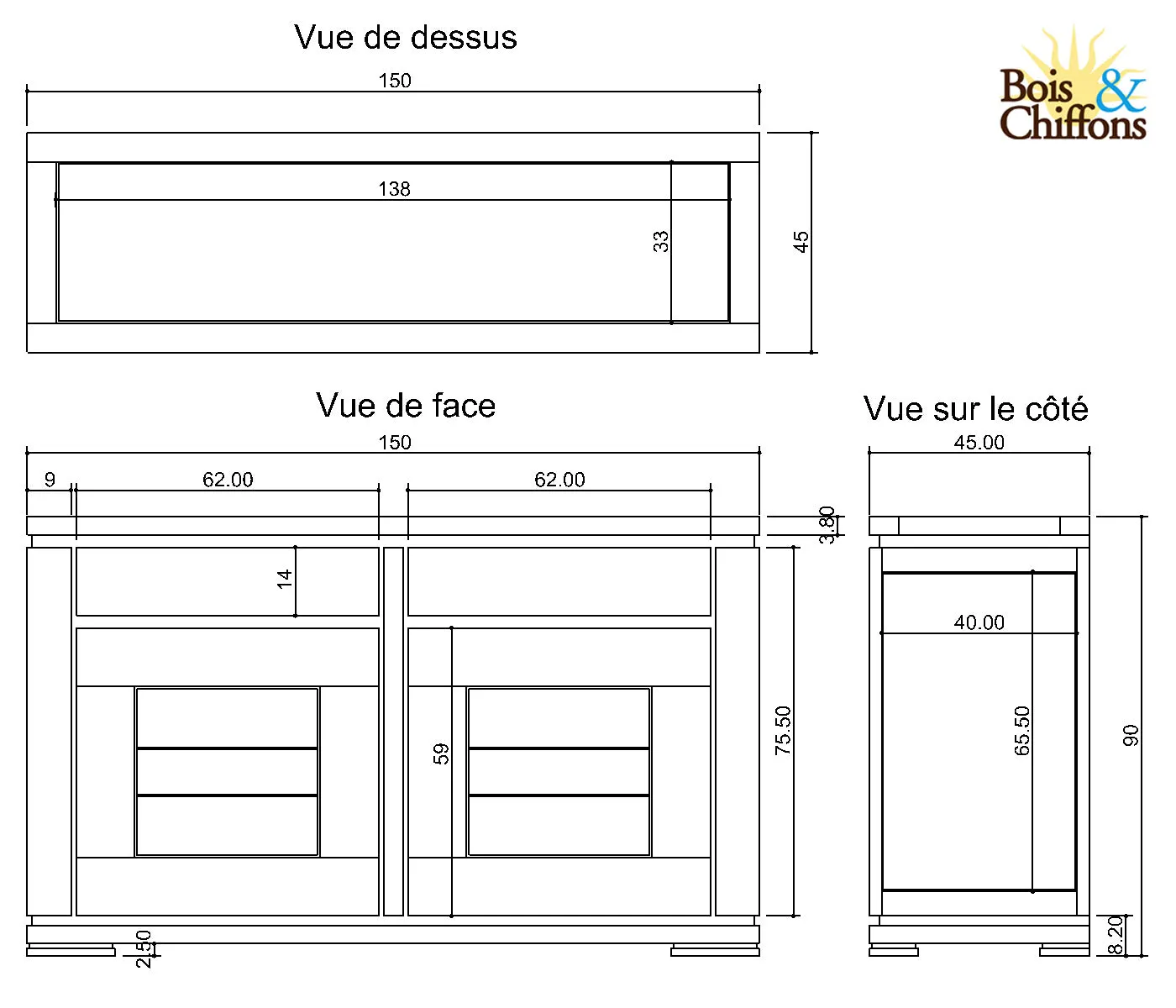 Petit buffet bois sculpt bicolore 2P 2T | Acacia Maya