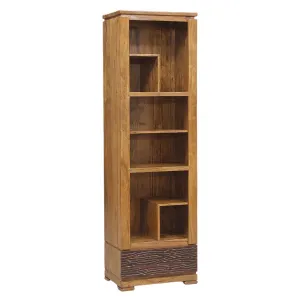 Petite bibliothque bois sculpt bicolore 1T | Acacia Maya