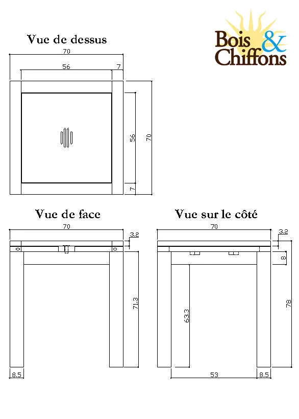 Petite table  manger carre allonge 70 | Acacia Gordon
