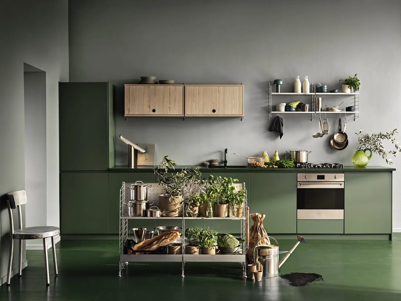 String Furniture String System Cabinet Element With Hinged Door, Ash