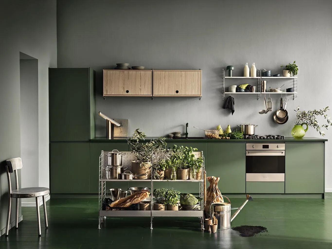 String Furniture String System Cabinet Element With Hinged Door, Ash