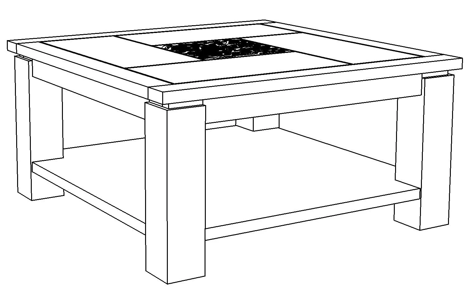 Table basse carre bois sculpt bicolore "Acacia Maya"