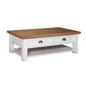 Table basse rectangulaire 2 tiroirs "Chne et Pin Romance"