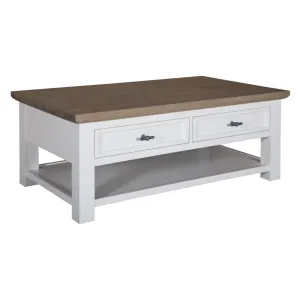 Table basse rectangulaire 2 tiroirs "Chne et Pin tradition"