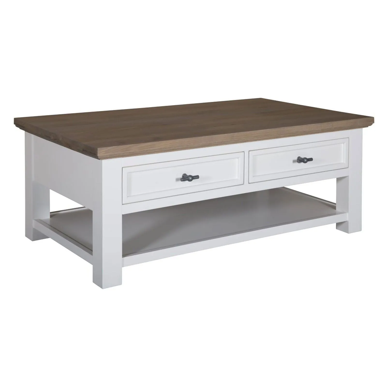 Table basse rectangulaire 2 tiroirs "Chne et Pin tradition"