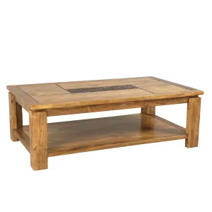 Table basse rectangulaire bois sculpt bicolore "Acacia Maya"