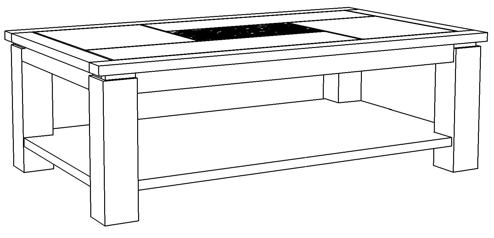 Table basse rectangulaire bois sculpt bicolore "Acacia Maya"