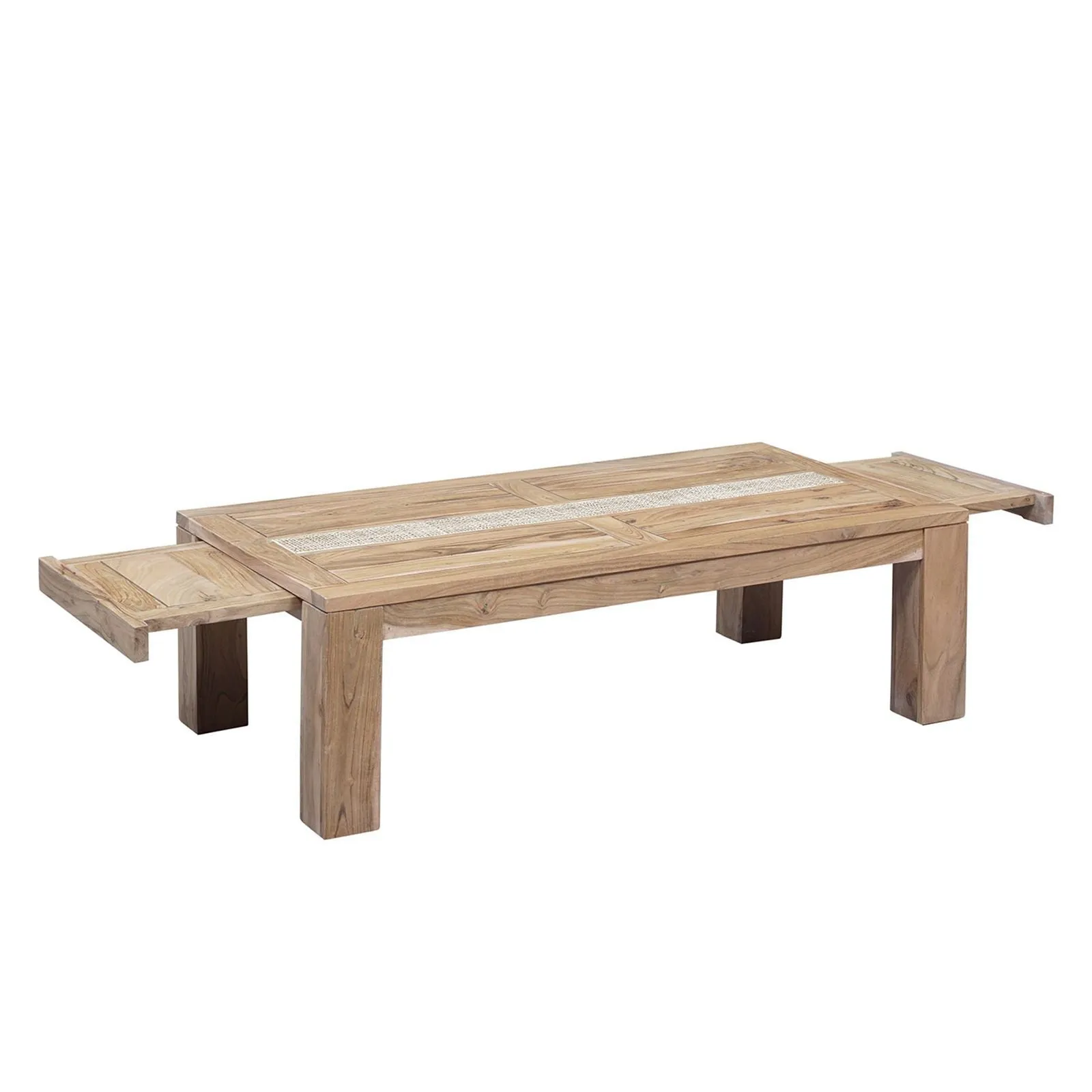 Table basse rectangulaire extensible plateau cannage | Acacia Tatoo II