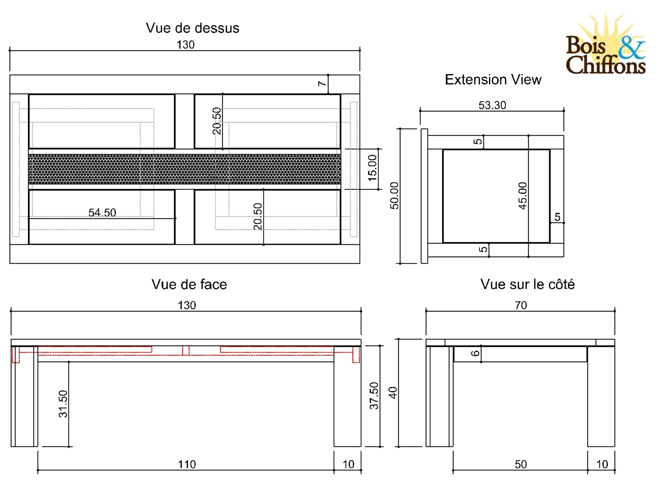 Table basse rectangulaire extensible plateau cannage | Acacia Tatoo II