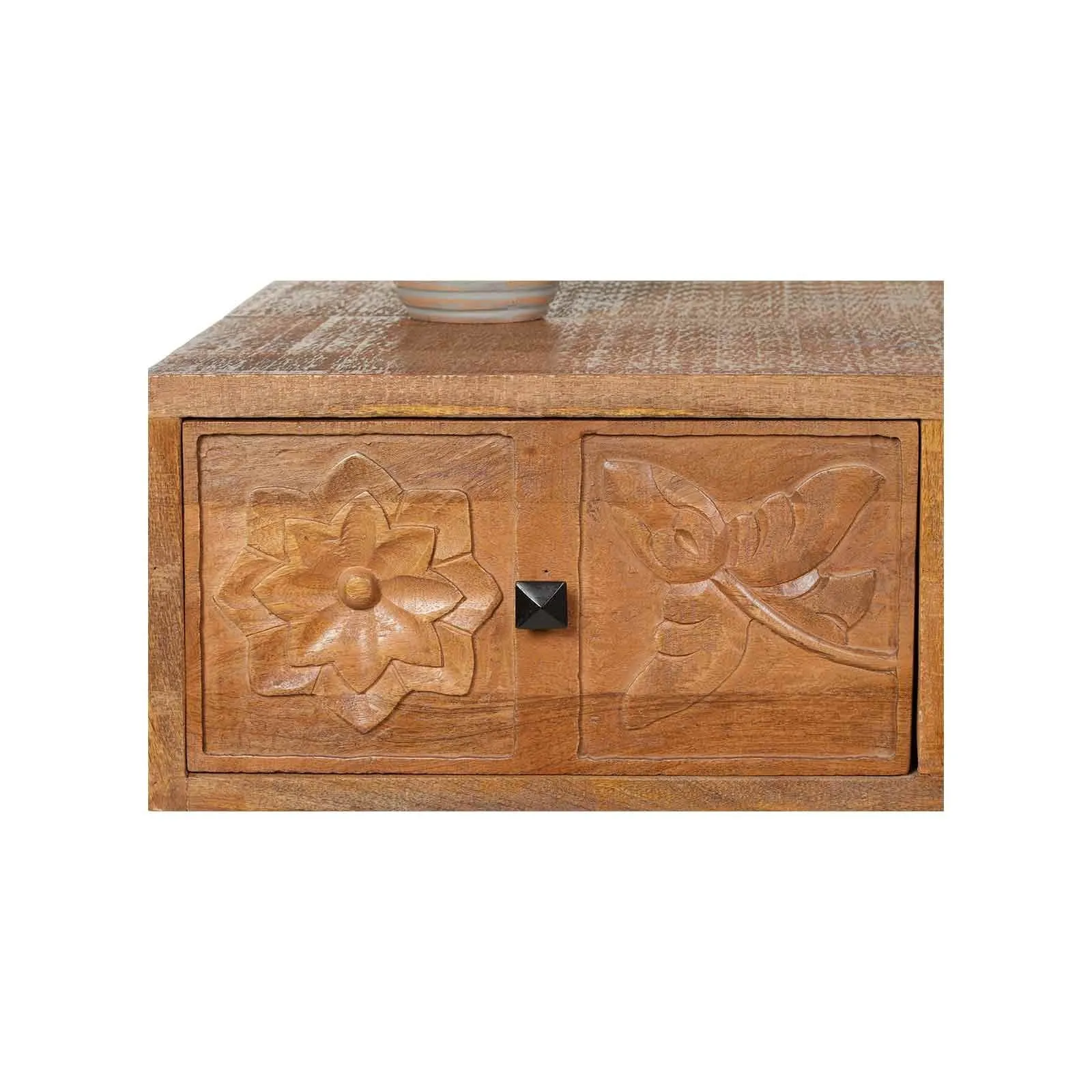 Table basse sculpte 1 tiroir, 1 niche | Manguier Sculture
