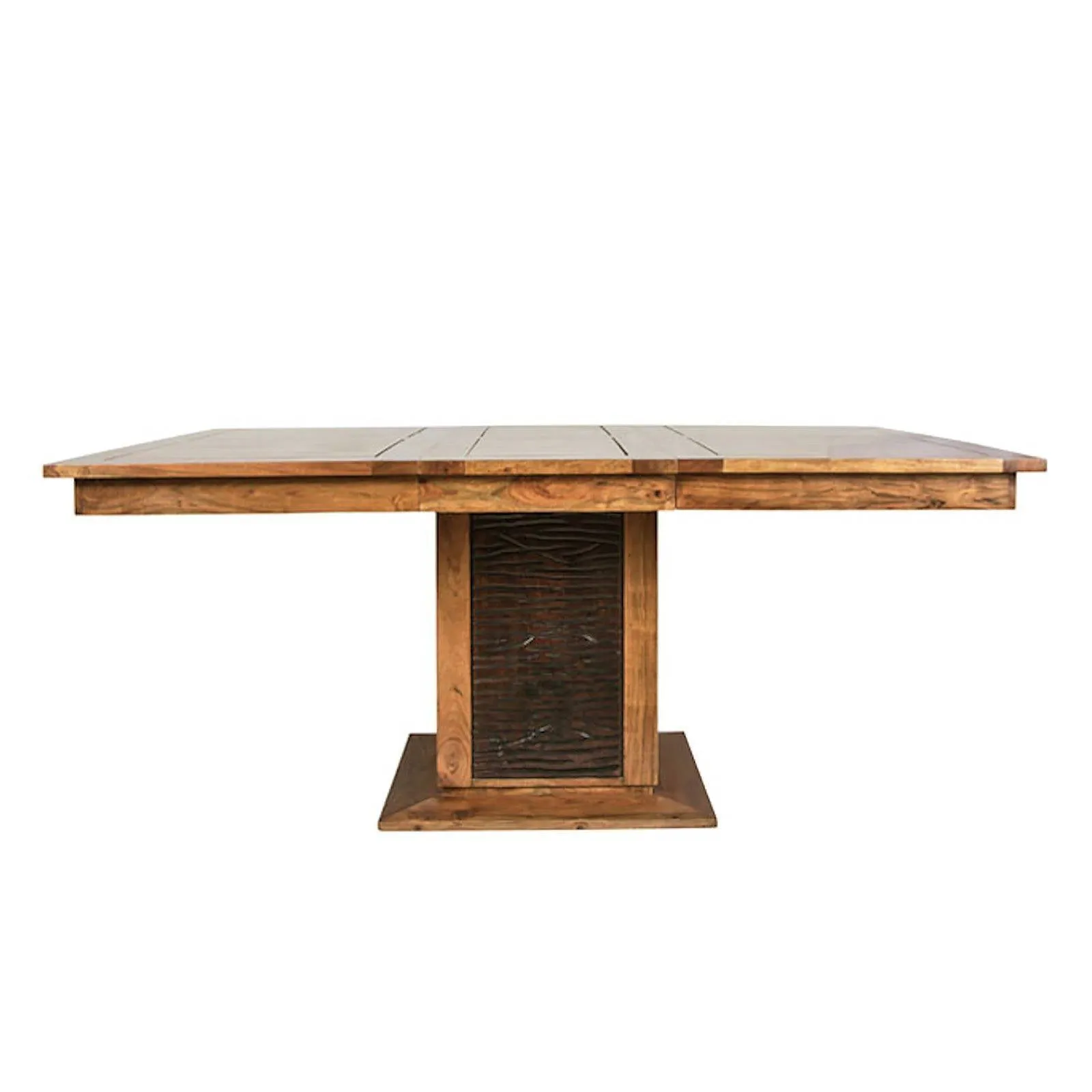 Table  manger carre bois sculpt bicolore 130 "Acacia Maya"