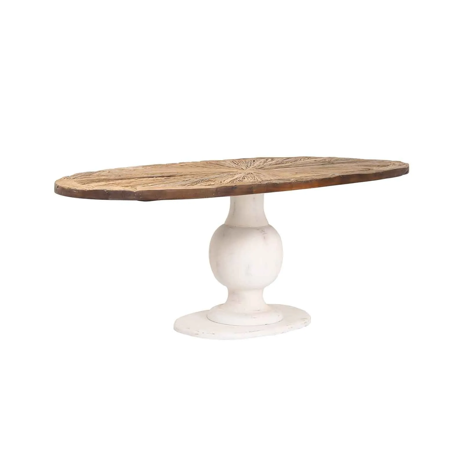 Table  manger ovale plateau bois brut pied blanc | Manguier Aberdine