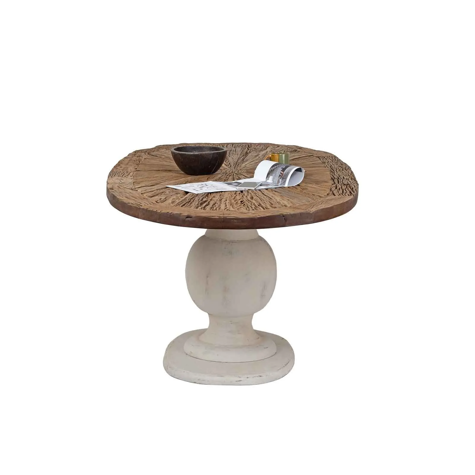 Table  manger ovale plateau bois brut pied blanc | Manguier Aberdine