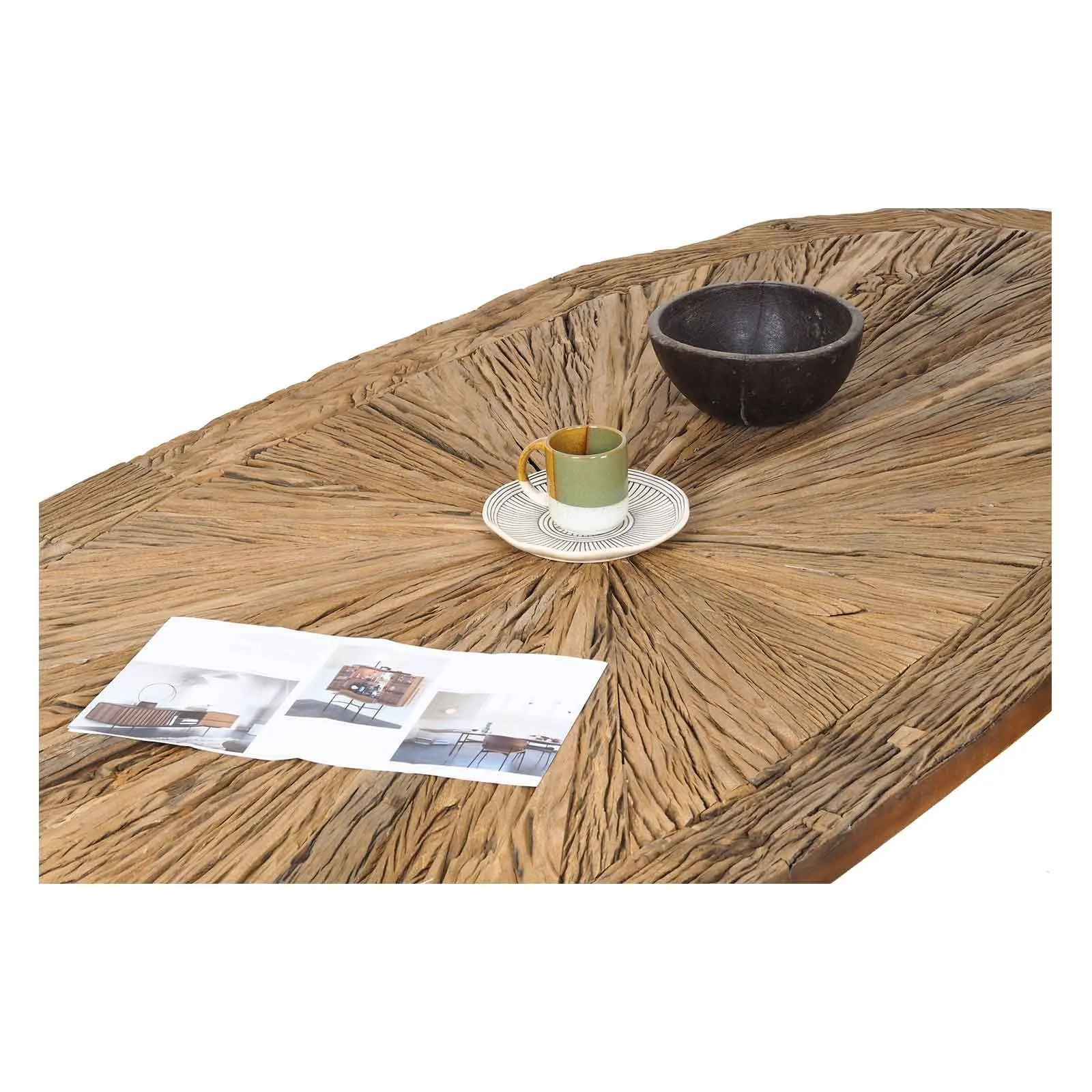 Table  manger ovale plateau bois brut pied blanc | Manguier Aberdine